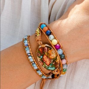 Jasper Leather Wrap Bracelet